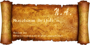 Nuszbaum Arikán névjegykártya